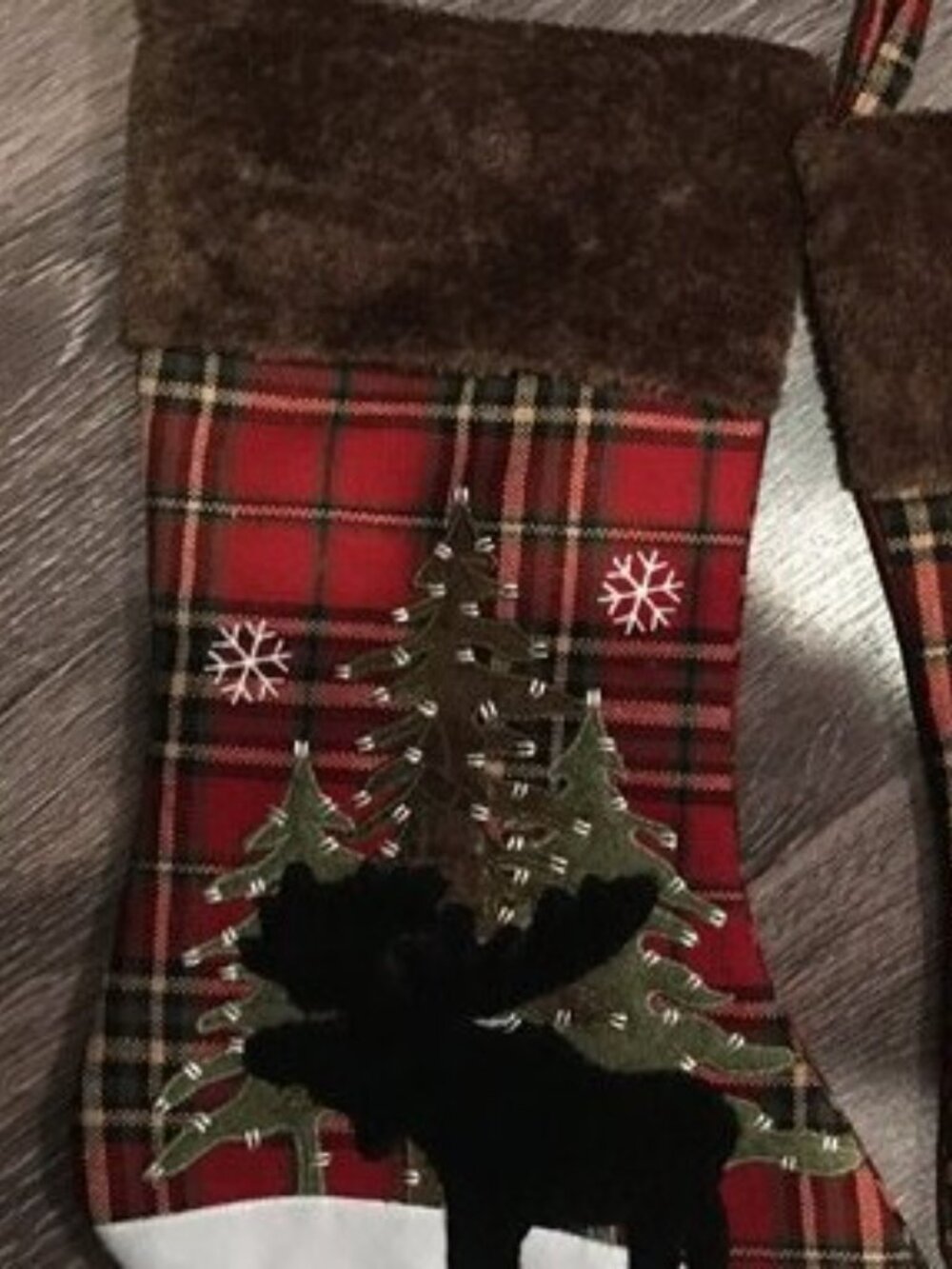Gorgeous Moose Plaid Christmas Stocking 17x10x5  New